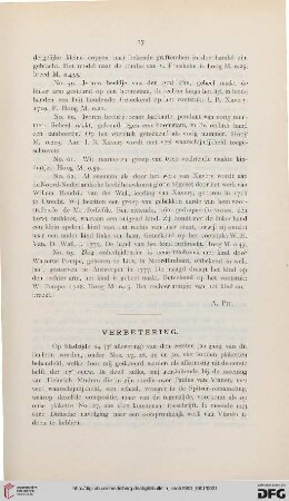 Verbetering / - Rijksmuseum vn schilderijen te Amsterdam / Verzameling Van der Hoop - Stedelijk Museum te Amsterdam / Collectie Six / Erratum / Kon. Penning-Kabinet te's Gravenhage / Maritshuis te 's Gravenahge / Museum te Haarlem / Friesch museum te Leeuwarden / Museum te Grningen / Stadhuis te Deventer