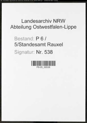 Sterberegister Standesamt Castrop-Rauxel Rauxel