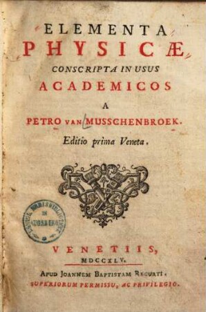 Elementa physicae : Conscripta in usus academicos