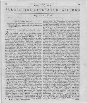 Reinfelder, F.: Der annus civilis des Römischen Rechts. Stuttgart: Hoffmann 1829 (Beschluss der im vorigen Stück abgebrochenen Recension)