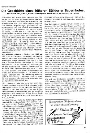 Die Geschichte eines früheren Sülldorfer Bauernhofes, : der "Wüste Hof",Freihof , zuletzt Godelfroysche Besitz war (3. Fortsetzung und Schluß)