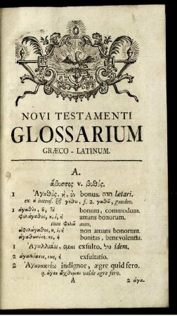 Novi testamenti glossarium graeco - latinum.