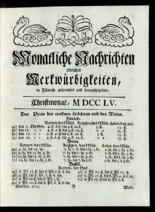 Christmonat, MDCCLV