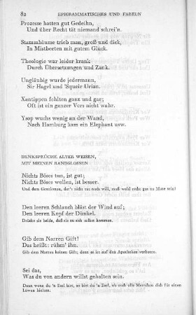 Denksprüche alter Weisen, mit meinen Randglossen