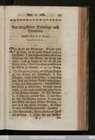 Am vierzehnten Sonntage nach Trinitatis. Epistel, Gal. V. v. 16 - 24.