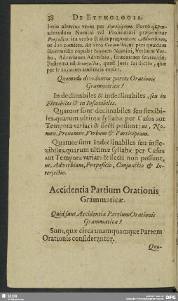 Accidentia Partium Orationis Grammaticae