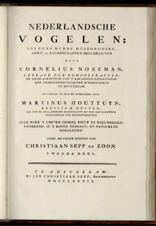 Deel 2, Text: Nederlandische Vogelen. Deel 2