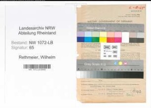 Entnazifizierung Wilhelm Rethmeier , geb. 30.10.1890 (Fleischbeschauer)