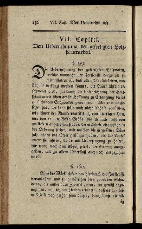 VII. Capitel. Von Uebernehmung der gefertigten Holzhauerarbeit.