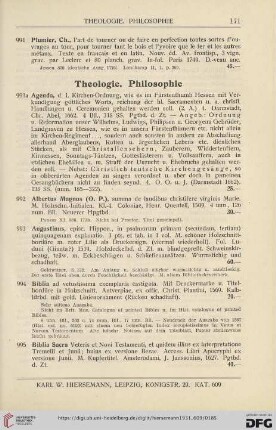 Theologie. Philosophie (Nr. 991a - 1025)