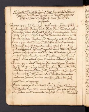 Etliche Excerpta aus den Annalibus Noricis Johann Müllers gewesenen Rathschreiber alhier, das Geschlecht dern Imhoff betreffend.