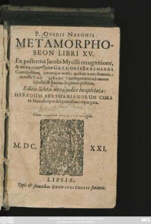 2: P. Ovidii Nasonis Opera Omnia In Tres Tomos Distributa