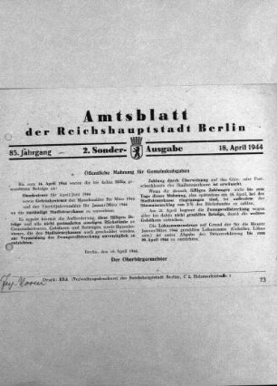 2. Sonder-Ausgabe, 18. April 1944