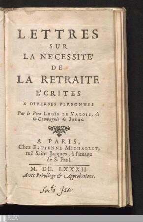 [1]: Lettres Sur La Nécessité De La Retraite : Écrites A Diverses Personnes