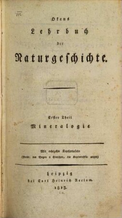 Okens Lehrbuch der Naturgeschichte, 1. Mineralogie