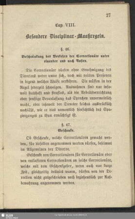 Cap. VIII. Besondere Disciplinar-Maaßregeln