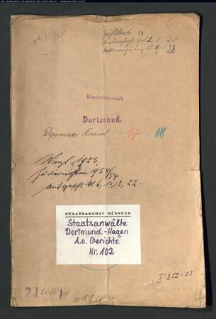 Landfriedensbruch (Plünderungen usw. in Hamm am 3.- 4.7.1919) Doppmeier, Konrad