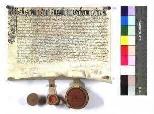 Sabina von Polheim, geb. von Limpurg, und ihr Gemahl Weikhardt von Polheim quittieren über 6100 Gulden väterliche, mütterliche und brüderliche (Schenk Gottfried) legate.
