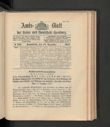 No. 316, 15. Dezember 1917