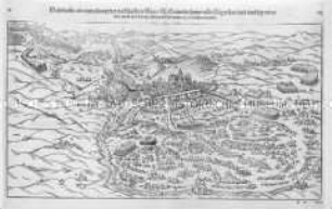 Belagerung von Saint Quentin durch Philipp II. 1557 (Doppelseite 200/201 aus Münster/Cosmographia)
