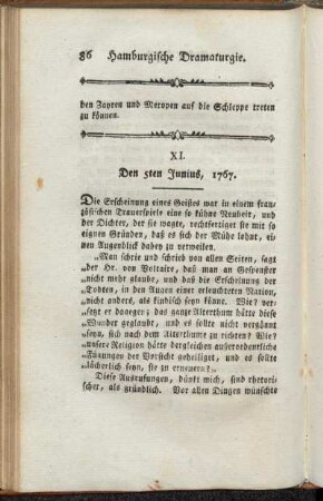 XI. Den 5ten Junius, 1767