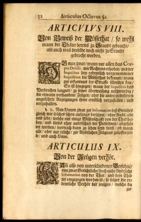 Articulus IX. Von der Zeugen verhör.