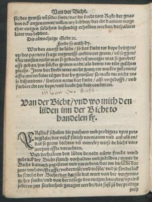 Van der Bicht/ und wo mith den lüden inn der Bicht to handelen sy.
