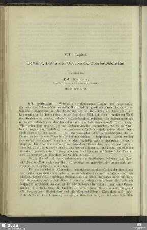 VIII. Capitel. Bettung, Legen des Oberbaues, Oberbau-Geräthe