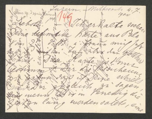 Briefkarte an Marie von Bülow : 04.07.1900