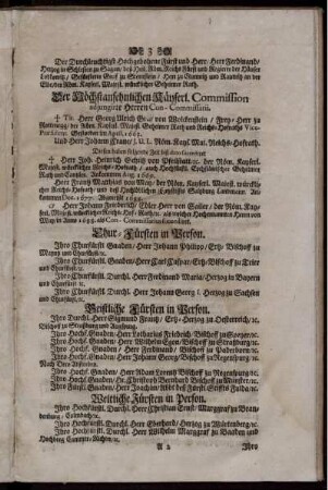 Der Höchstansehnlichen Käyserl. Commission adjungirte Herren Con-Commissarii