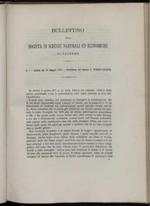 N. 1 - Seduta del 13 maggio 1877 - Presidenza del barone N. Turrisi-Colonna