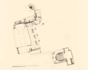 Stadthalle und Stadttheater, Siegen: Saal- und Parkettgeschoss 1:200 (Foto von Inv.Nr. 36914)