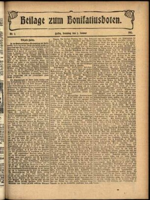 Zweite Ausgabe vom Sonntag, den 01. Januar 1911.