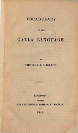 Vocabulary of the Galla language