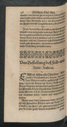 Von Bestellung deß Feld- und Reiter-Rechtens.