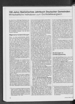 100 Jahre Statistisches Jahrbuch Deutscher Gemeinden. Wirtschaftlichte Indikatoren zum Großstädtevergleich
