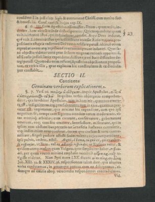 Sectio II. Continens Genuinam verborum explicationem.