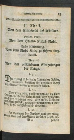 I. Kapitel. Von den verschiedenen Eintheilungen des Kriegs