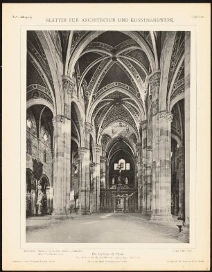 Kloster Certosa di Pavia: Innenansicht Hauptschiff (aus: Blätter für Architektur und Kunsthandwerk, 12. Jg., 1901, Tafel 114)