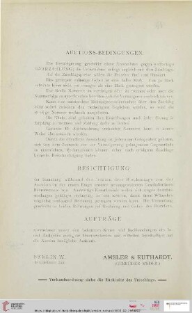 Auctions-Bedingungen / Besichtigung / Aufträge