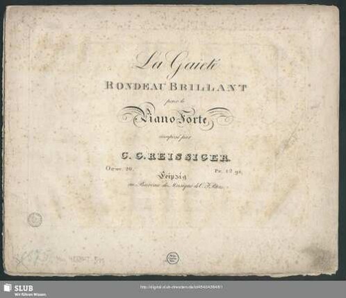 La Gaieté : Rondeau brillant pour le Piano Forte; Oeuv. 20