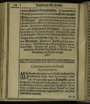 Commendatio defuncti Superintendentis.