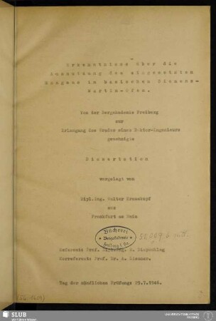 Erkenntnisse über die Ausnutzung des eingesetzen Mangans im basischen Siemens-Martin-Ofen