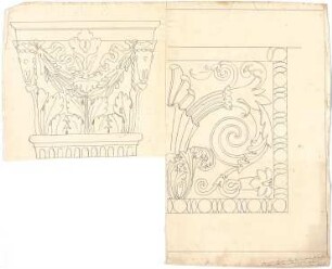 Röhrer, Karl; Ornamentstudien - Kapitell und Wand- oder Deckenfeldentwurf (Ansicht)