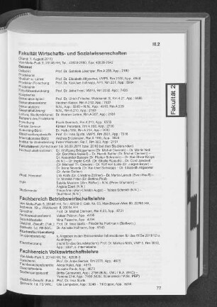 Fachbereiche BWL und VWL