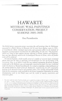 18: Hawarte : mithraic wall paintings conservation project seasons 2005-2006