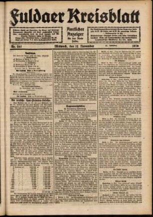 Ausgabe vom Mittwoch, den 12. November 1919.