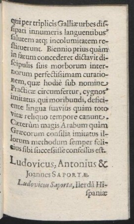 Ludovicus, Antonius & Joannes Saportae.