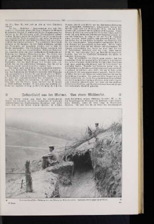 Eroberter französischer Schützengraben am Abhang der Côtes Lorraines.