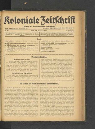 Nr. 47. Berlin, 21. November 1913. 14. Jahrgang.